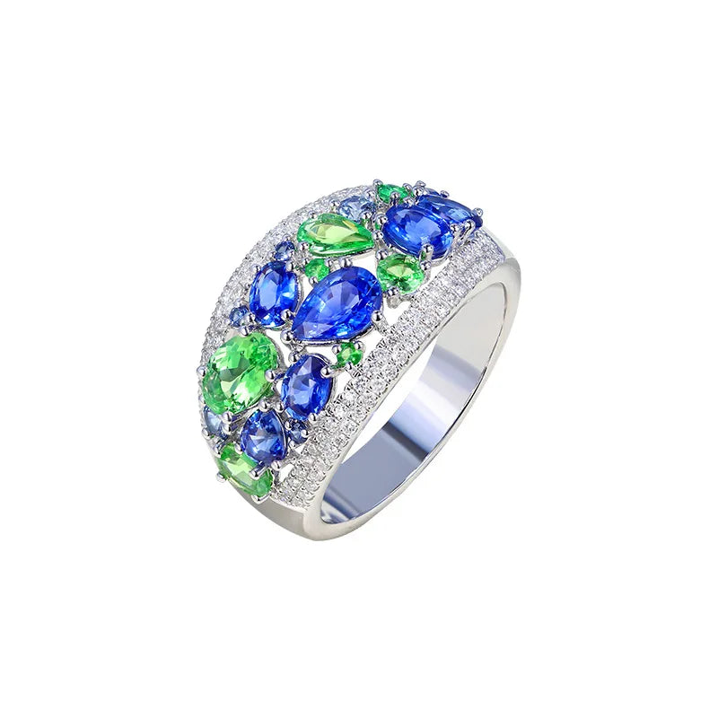 Emerald Drop & Sapphire Set - Luxurious Elegance in Green and Blue