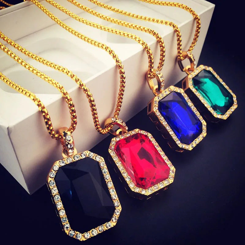 Luxury Gemstone Pendant Necklace – Bold Elegance in Vibrant Colors