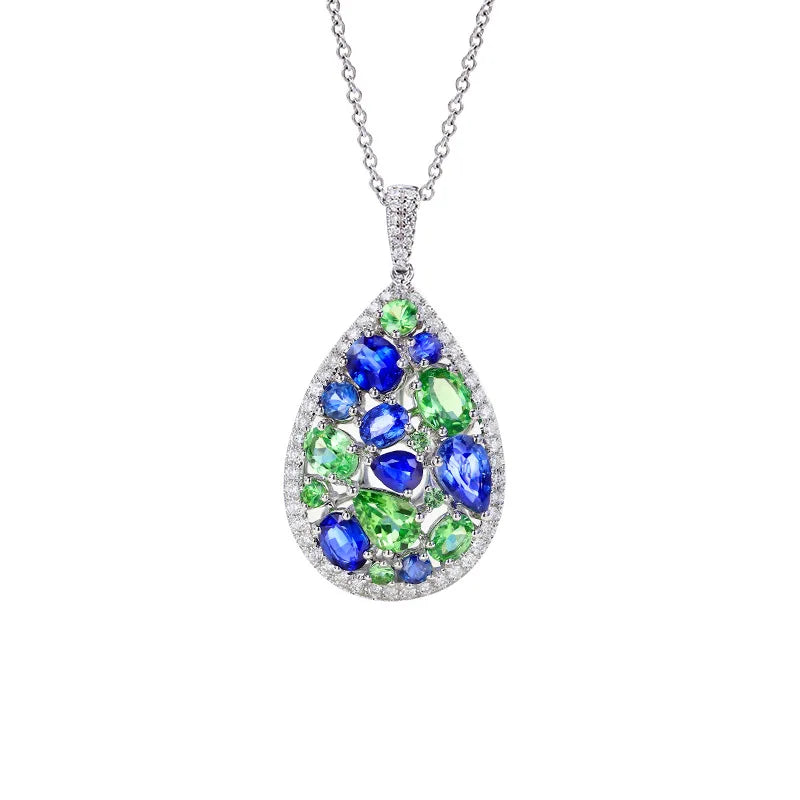 Emerald Drop & Sapphire Set - Luxurious Elegance in Green and Blue