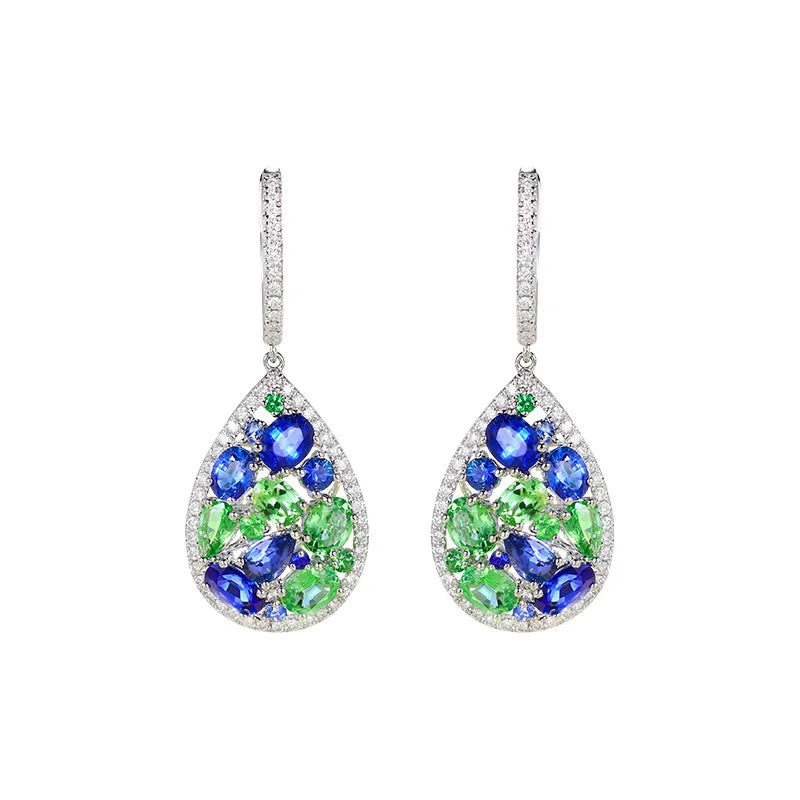 Emerald Drop & Sapphire Set - Luxurious Elegance in Green and Blue