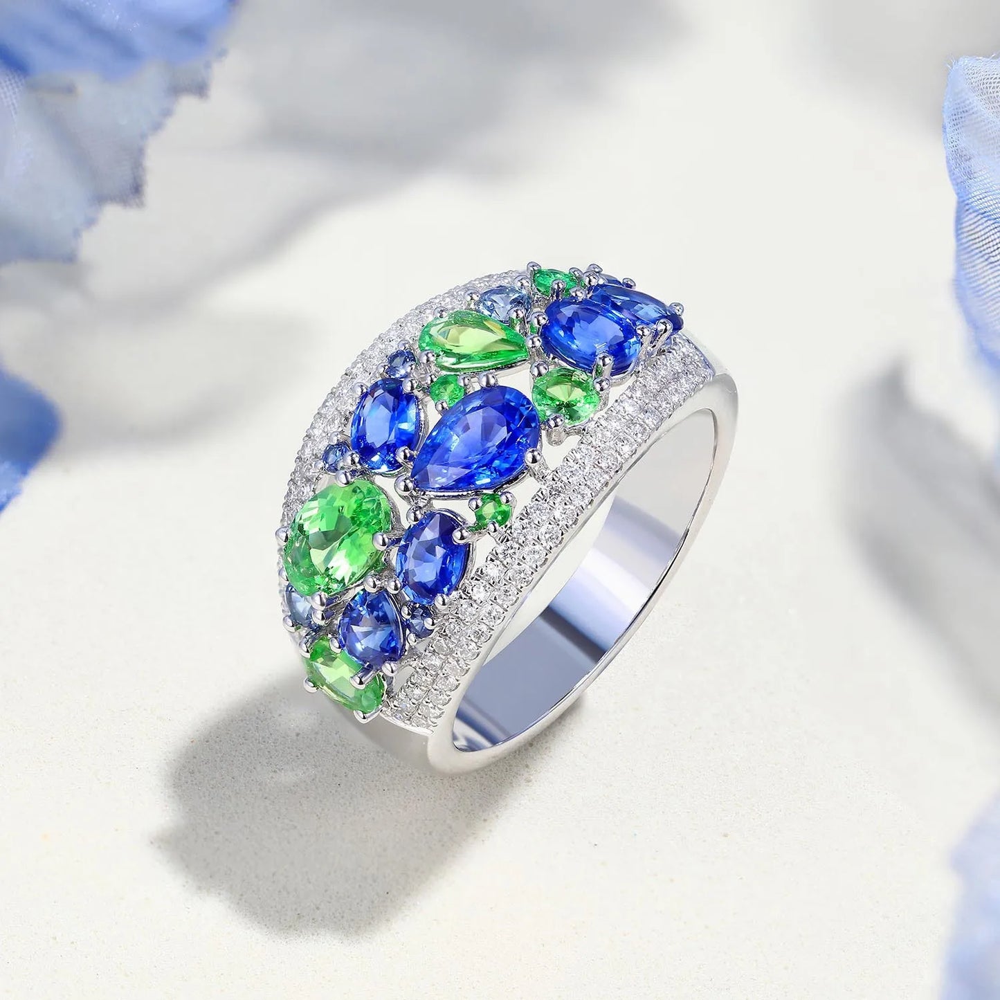 Emerald Drop & Sapphire Set - Luxurious Elegance in Green and Blue