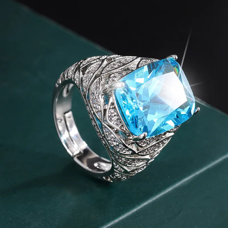 💙 Parure Impériale Saphir Bleu - Necklace, Ring & Earrings Éclat Prestige