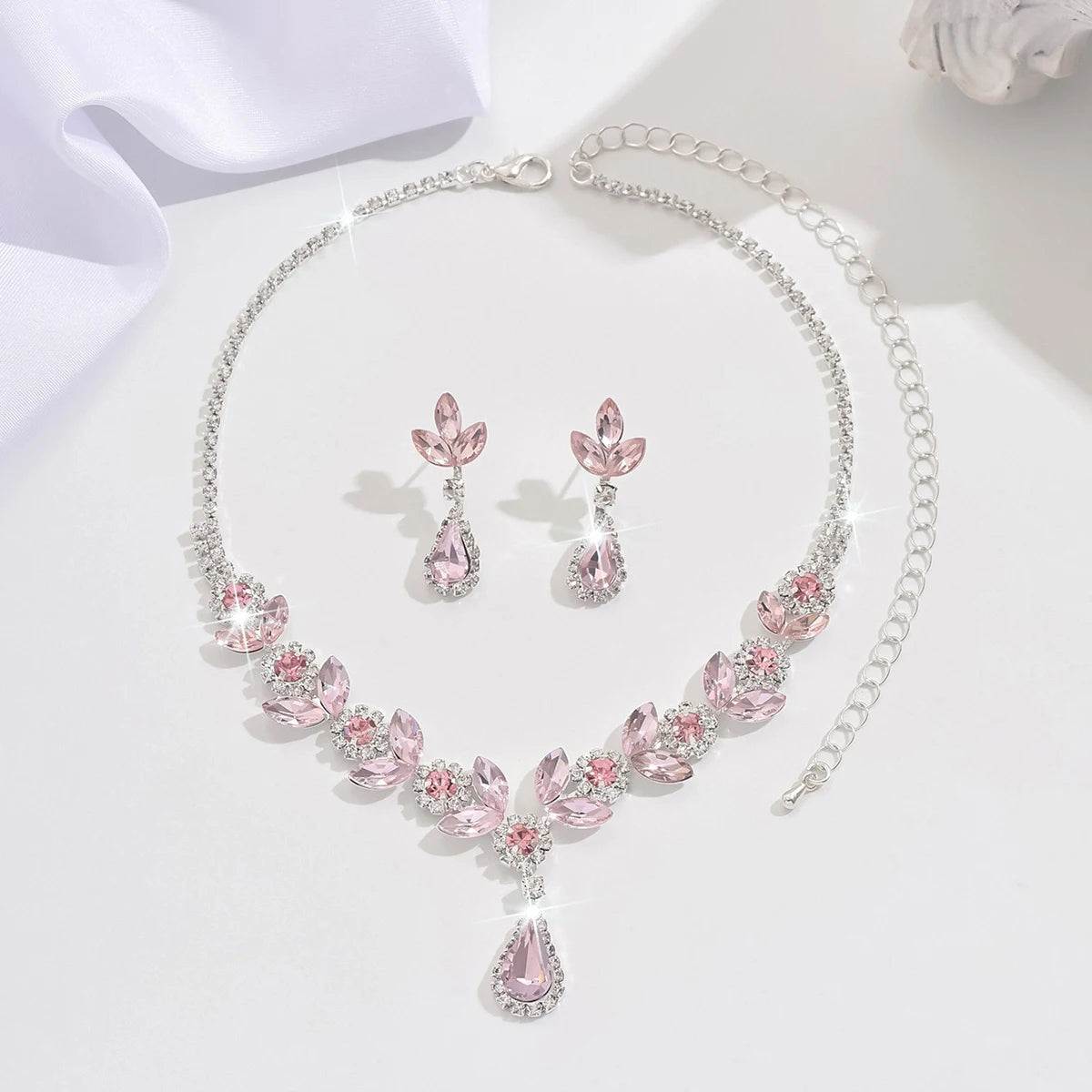 Elegant Gemstone Teardrop Jewelry Set – Necklace & Earrings for Women