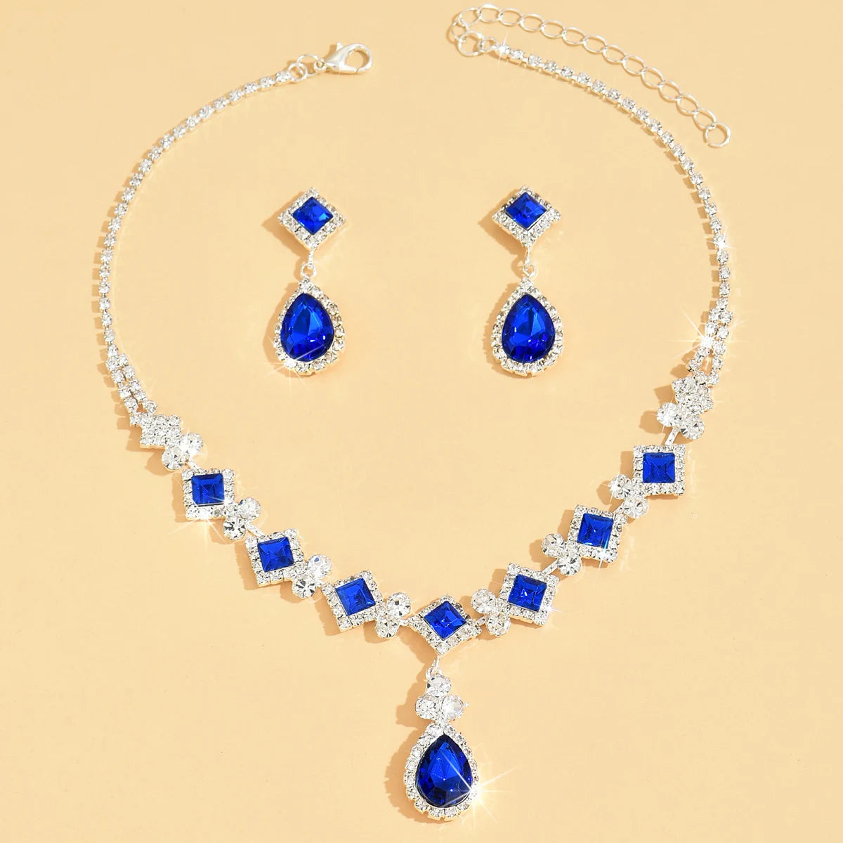 💎 Élégance Impériale Necklace and Earrings - Ruby Red & Zircon Crystal