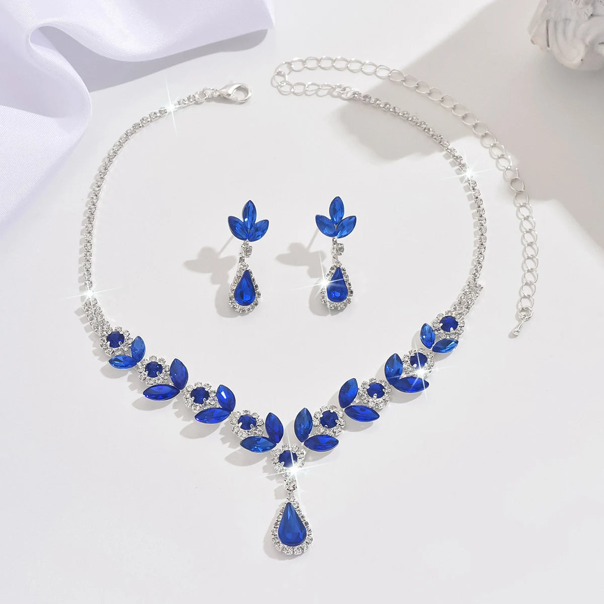 Elegant Gemstone Teardrop Jewelry Set – Necklace & Earrings for Women