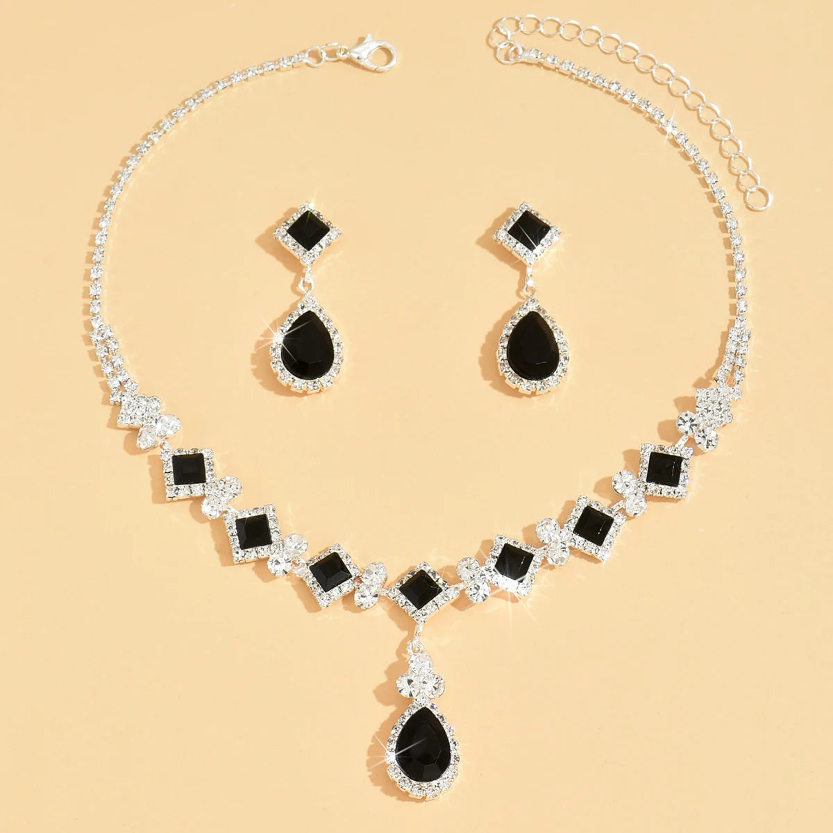💎 Élégance Impériale Necklace and Earrings - Ruby Red & Zircon Crystal