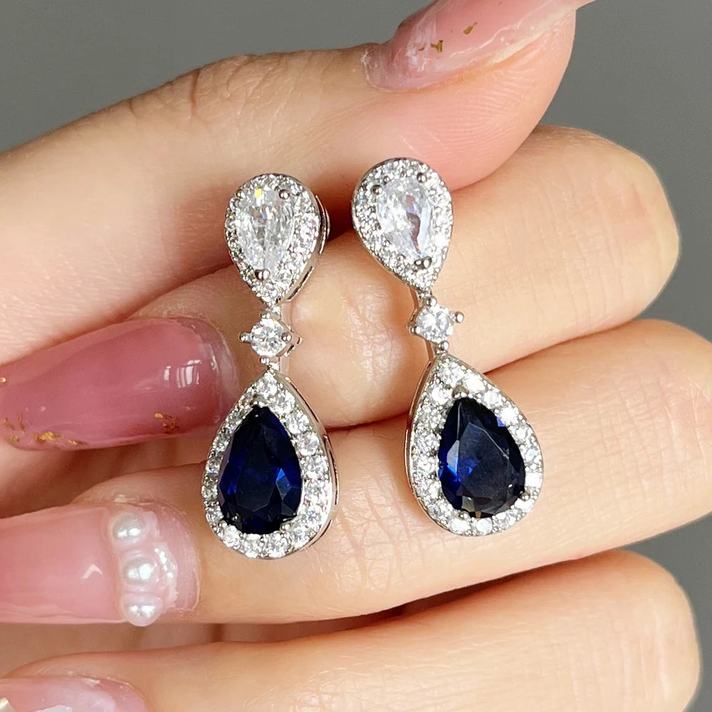 Luxury Sapphire & Diamond Drop Earrings – Teardrop Elegance