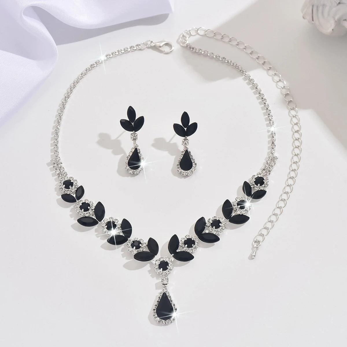 Elegant Gemstone Teardrop Jewelry Set – Necklace & Earrings for Women