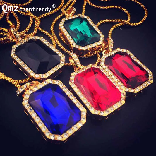 Luxury Gemstone Pendant Necklace – Bold Elegance in Vibrant Colors