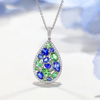 Emerald Drop & Sapphire Set - Luxurious Elegance in Green and Blue