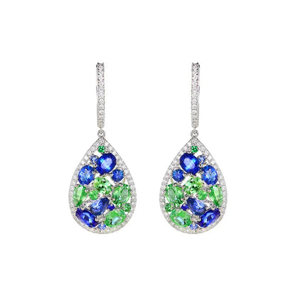 Emerald Drop & Sapphire Set - Luxurious Elegance in Green and Blue