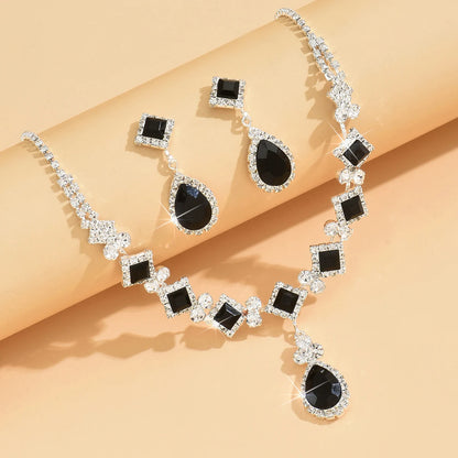 💎 Élégance Impériale Necklace and Earrings - Ruby Red & Zircon Crystal