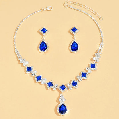 💎 Élégance Impériale Necklace and Earrings - Ruby Red & Zircon Crystal