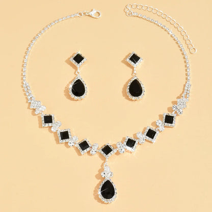 💎 Élégance Impériale Necklace and Earrings - Ruby Red & Zircon Crystal