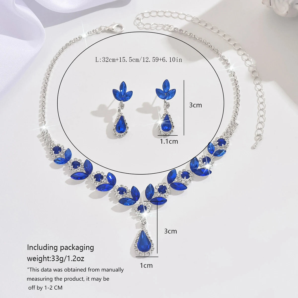 Elegant Gemstone Teardrop Jewelry Set – Necklace & Earrings for Women