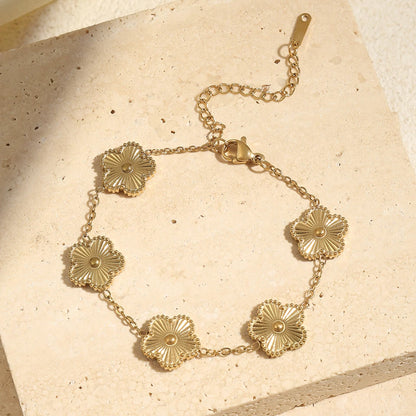 Gold Bracelet Set – Elegant Crystal & Floral Design