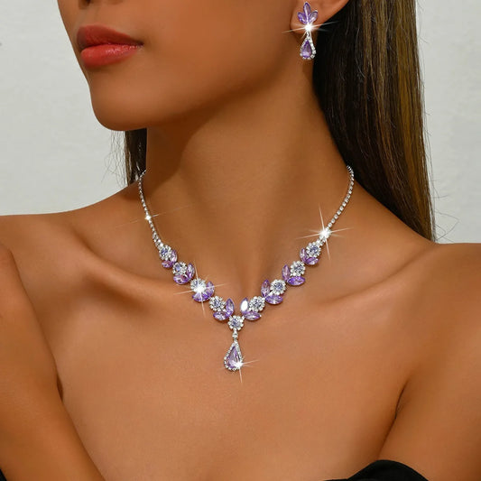 Elegant Gemstone Teardrop Jewelry Set – Necklace & Earrings for Women